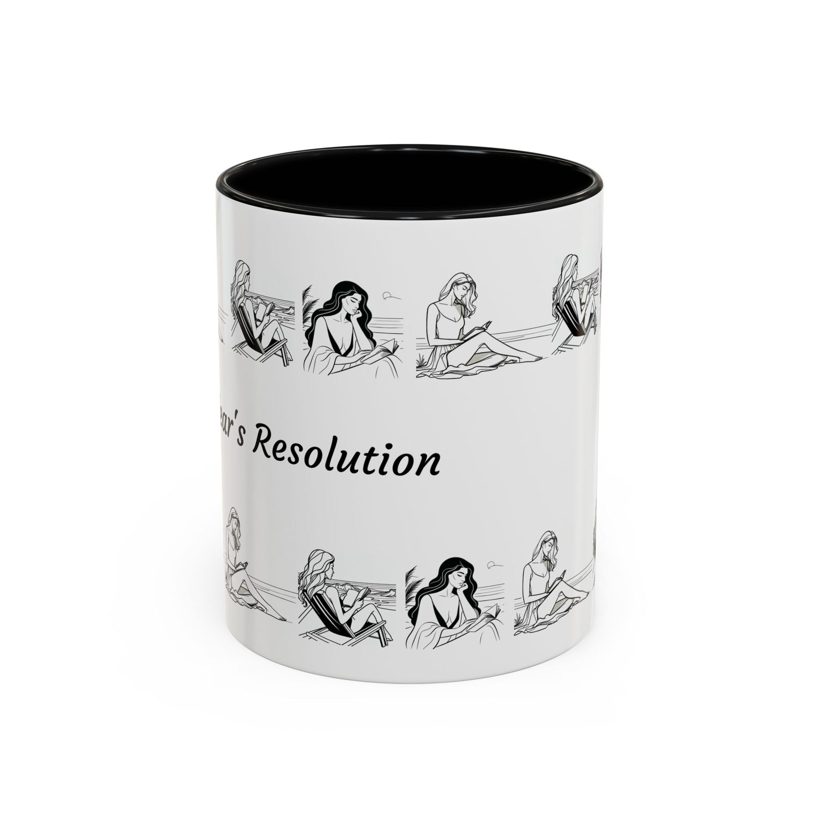 Coffee Mug - Women Reading at the Beach Relaxing Peace Design