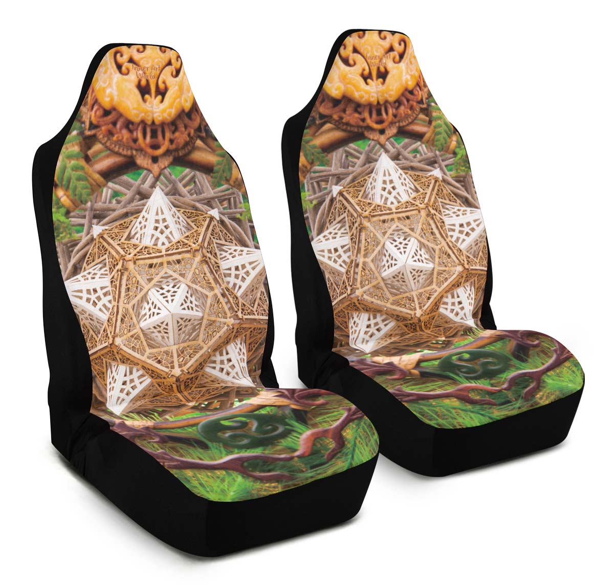Car Seat Covers Set of 2 Car Seat Covers / Universal Fit Earth Dragon
