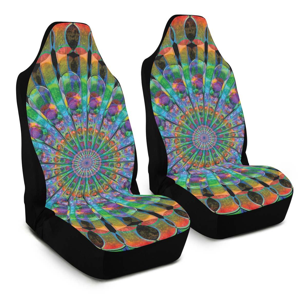 Car Seat Covers Set of 2 Car Seat Covers / Universal Fit Peacock Mandala