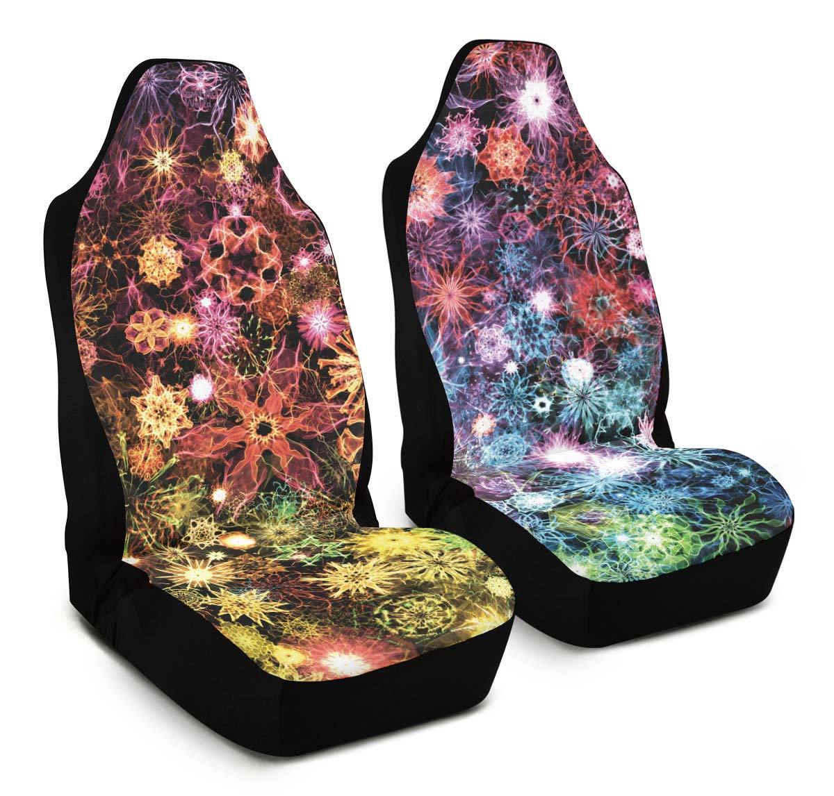 Car Seat Covers Set of 2 Car Seat Covers / Universal Fit Psychedelic Starfield